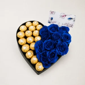 Corazón rosas azules