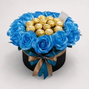 Cilindro con rosas azules