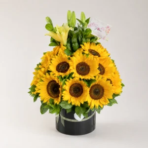 Cilindro redondo con girasoles
