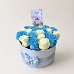 Cilindro rosas blancas y azules