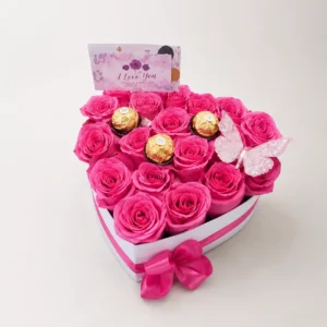Corazón rosas fucsias