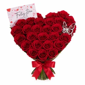 Corazón rosas rojas