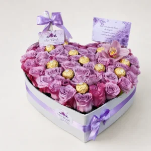 Corazón rosas lila