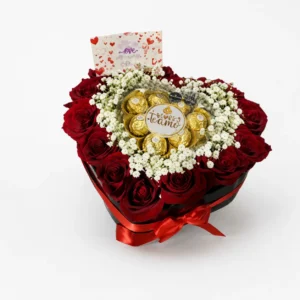 Corazón rosas rojas