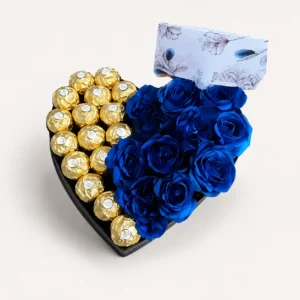 Corazón rosas azules