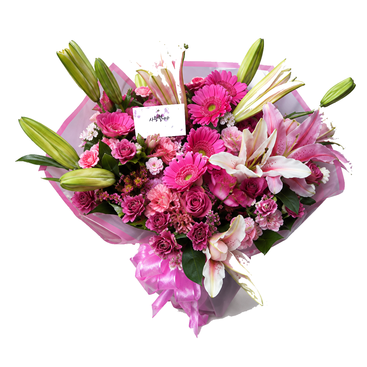 Ramo femenino de flores rosadas y lirios