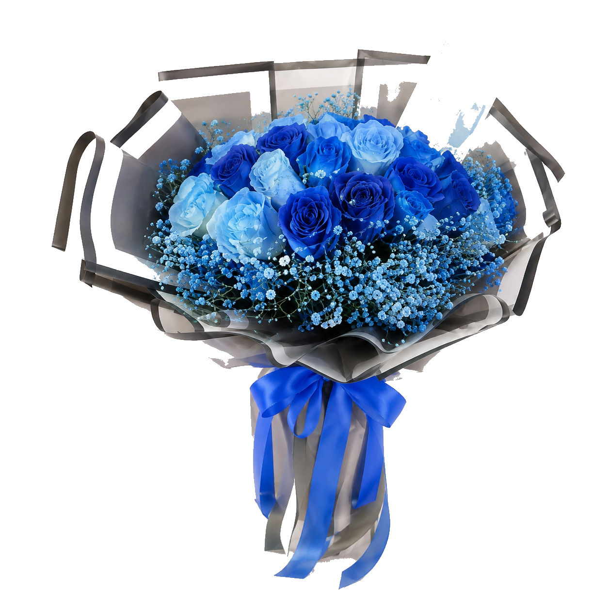 Ramo elegante de rosas azules