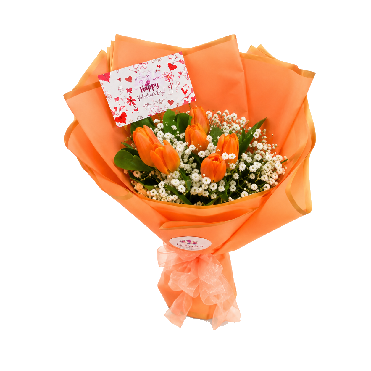 Ramo alegre de tulipanes naranja
